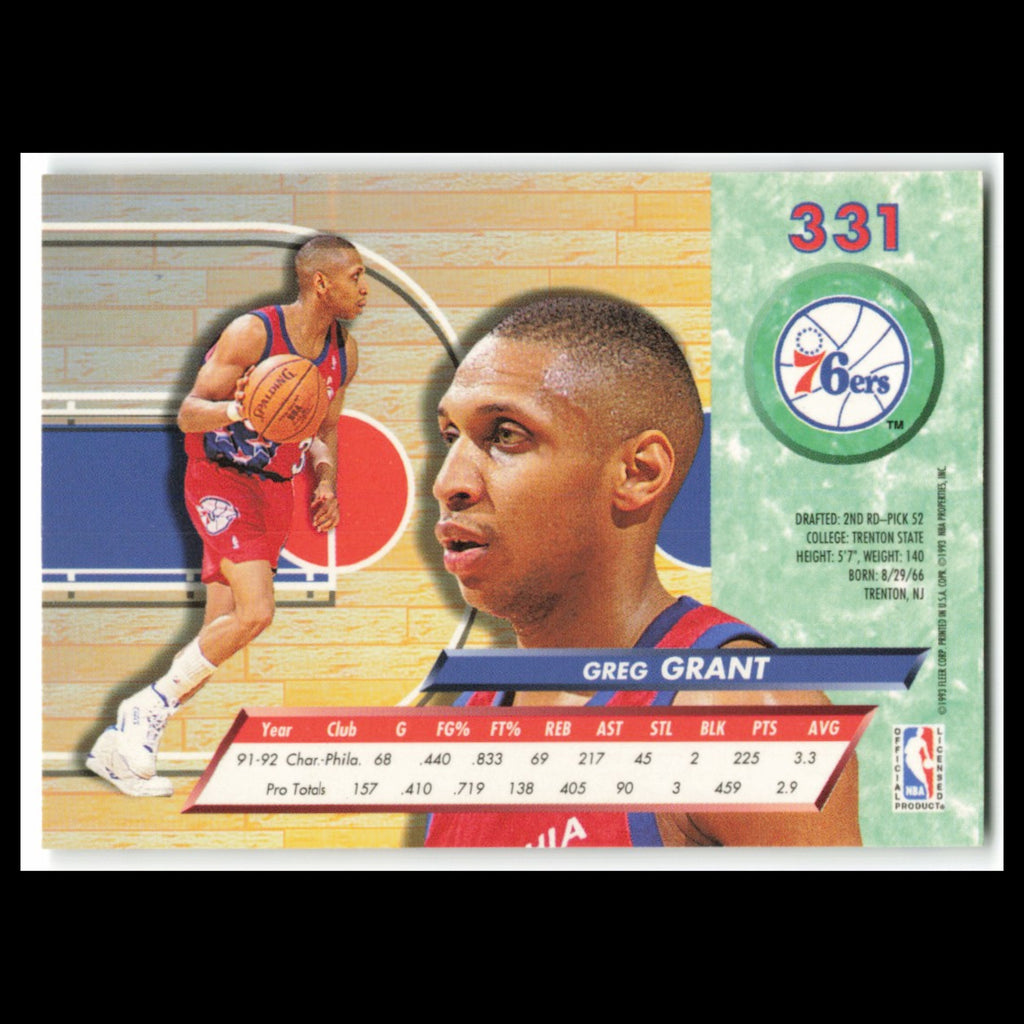 Greg Grant #331 1992 Fleer Ultra Philadelphia 76ers Basketball Card NBA NM
