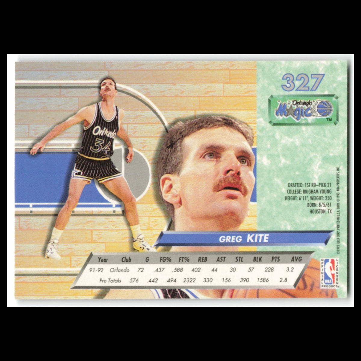 Greg Kite #327 1992 Fleer Ultra Orlando Magic Basketball Card NBA NM