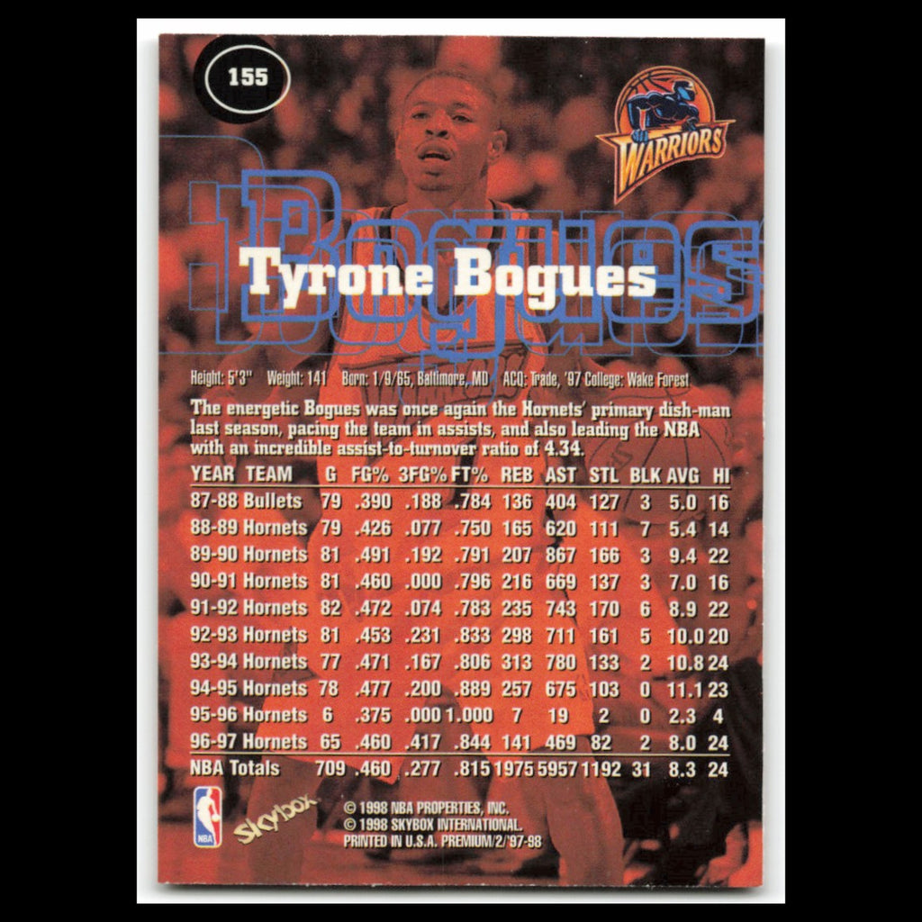 Tyrone Bogues #155 1997 SkyBox Premium Golden State Warriors Basketball Card NBA