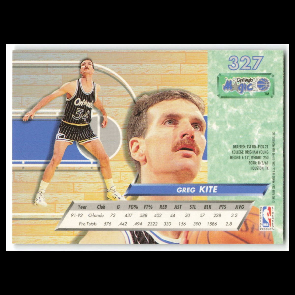 Greg Kite #327 1992 Fleer Ultra Orlando Magic Basketball Card NBA NM