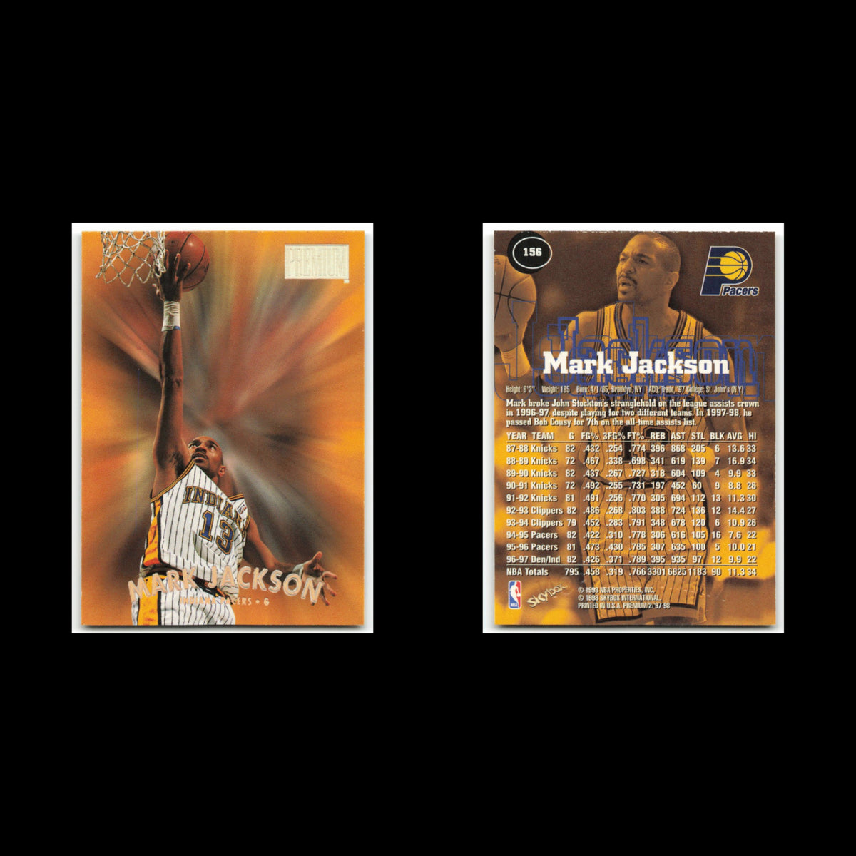 Mark Jackson #156 1997 SkyBox Premium Indiana Pacers Basketball Card NBA NM