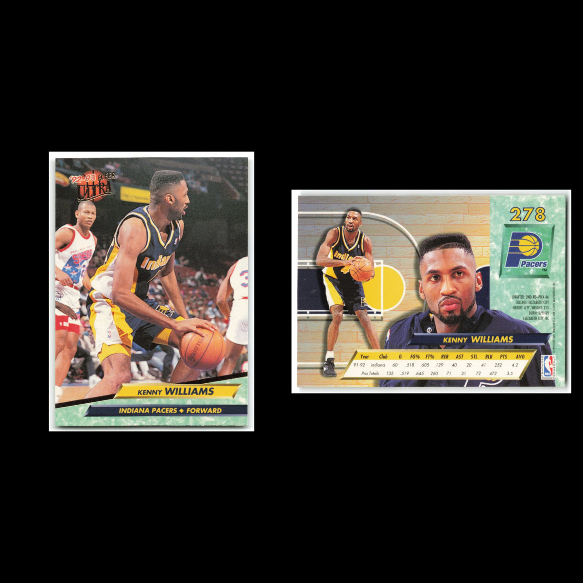Kenny Williams #278 1992 Fleer Ultra Indiana Pacers Basketball Card NBA NM