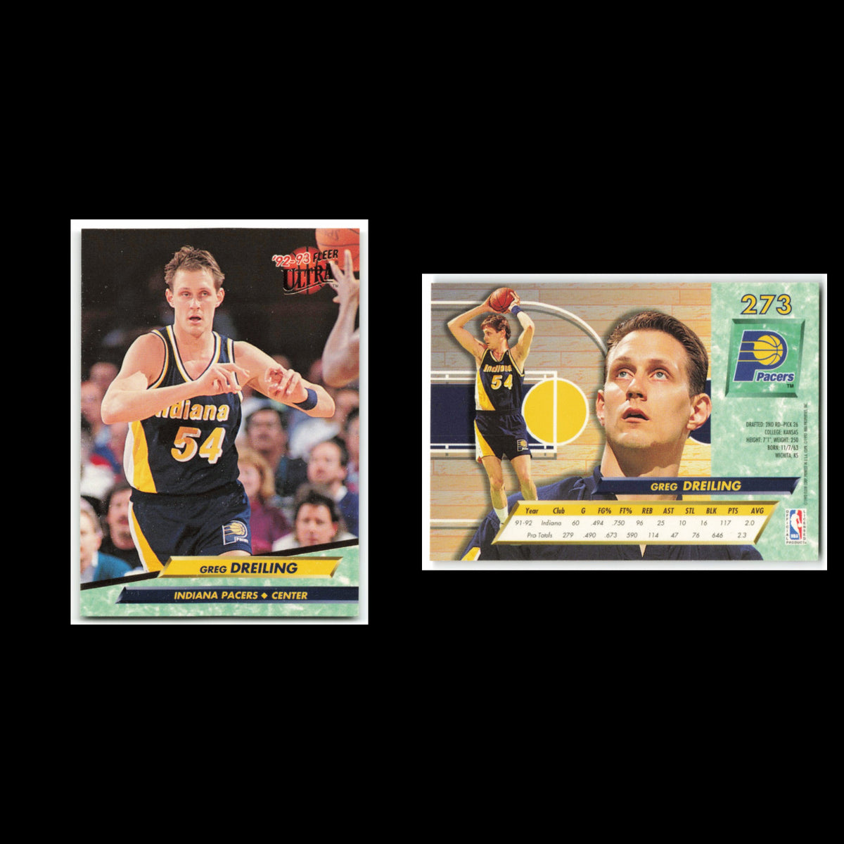 Greg Dreiling #273 1992 Fleer Ultra Indiana Pacers Basketball Card NBA NM