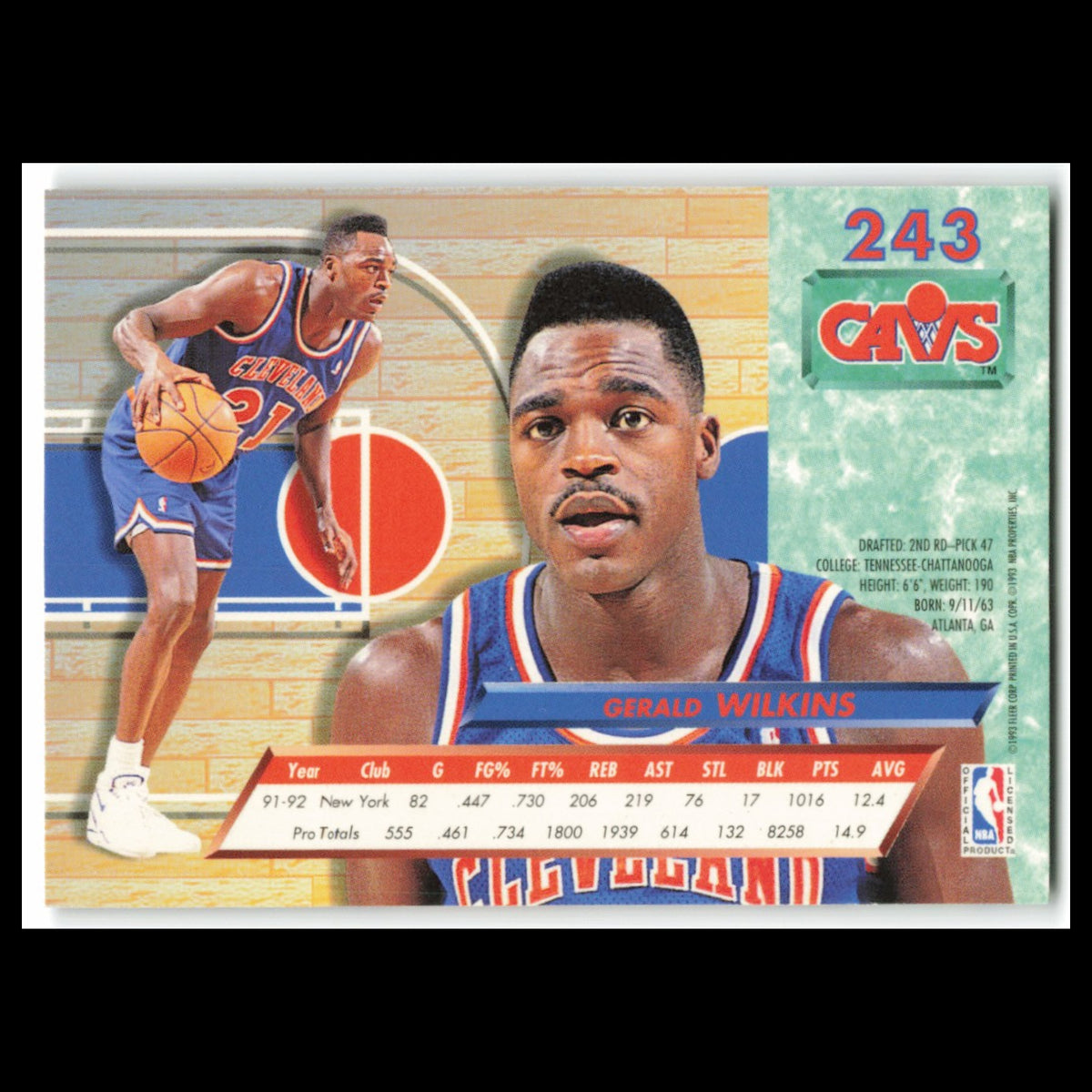 Gerald Wilkins #243 1992 Fleer Ultra Cleveland Cavaliers Basketball Card NBA NM