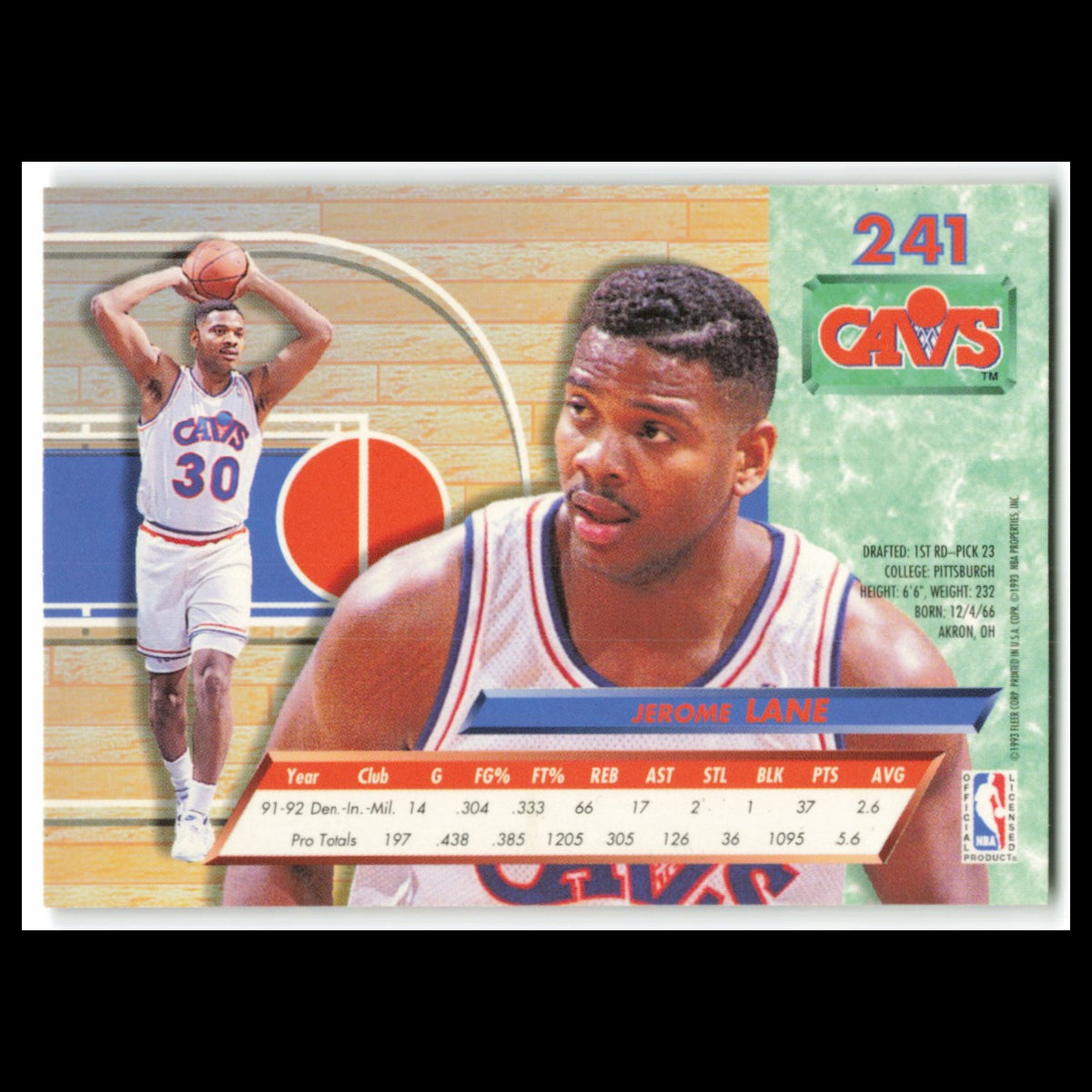 Jerome Lane #241 1992 Fleer Ultra Cleveland Cavaliers Basketball Card NBA NM