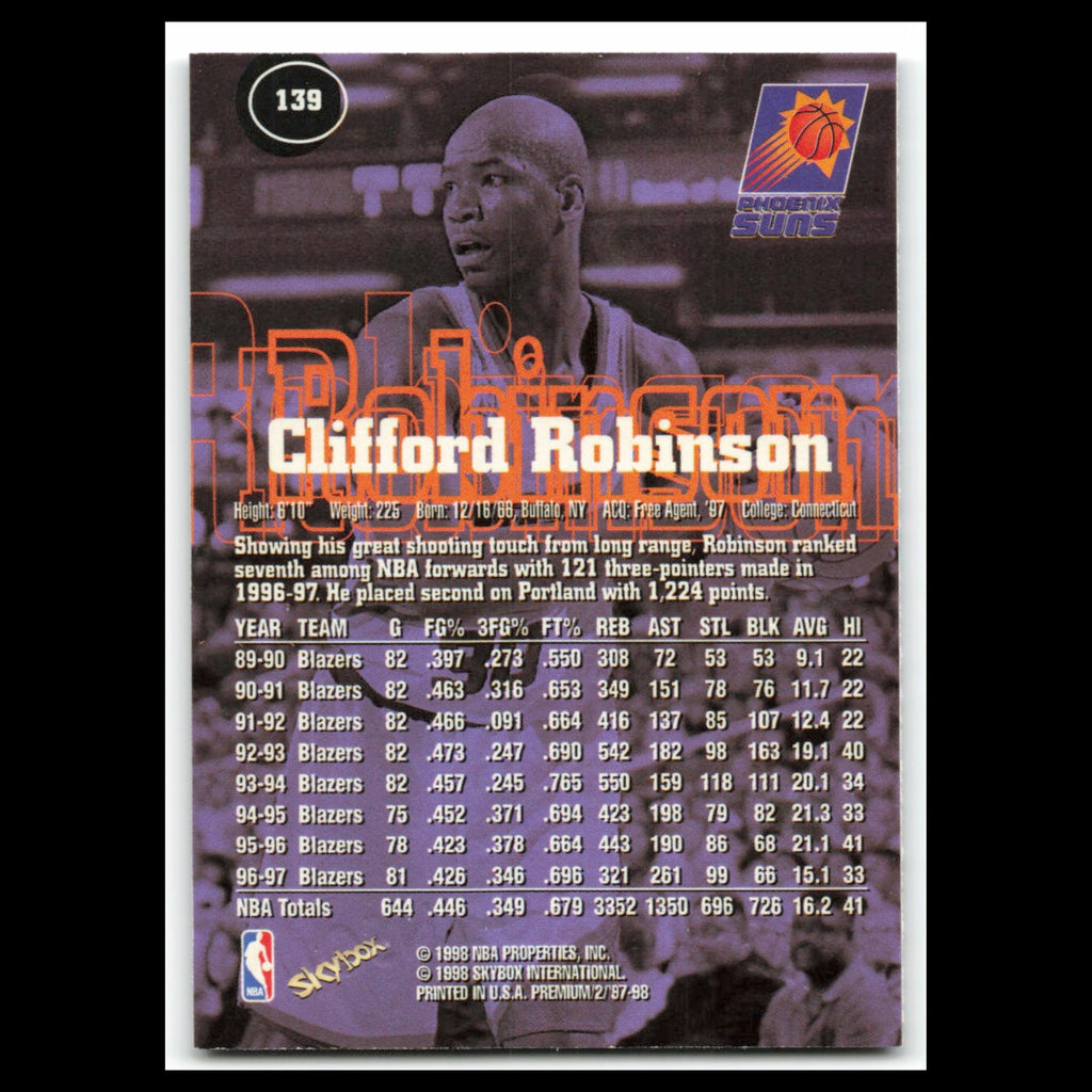 Clifford Robinson #139 1997 SkyBox Premium Phoenix Suns Basketball Card NBA NM