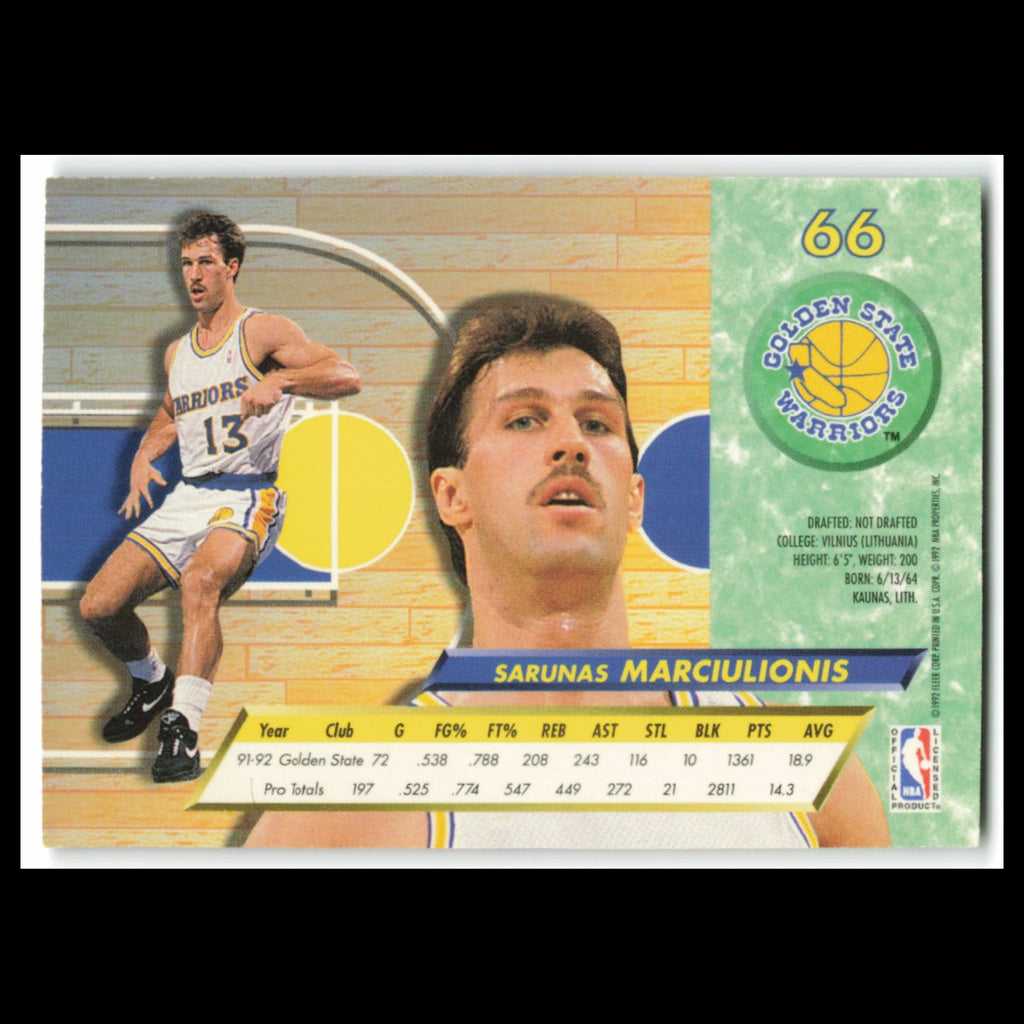 Sarunas Marciulionis #66 1992 Fleer Ultra Golden State Warriors Basketball Card