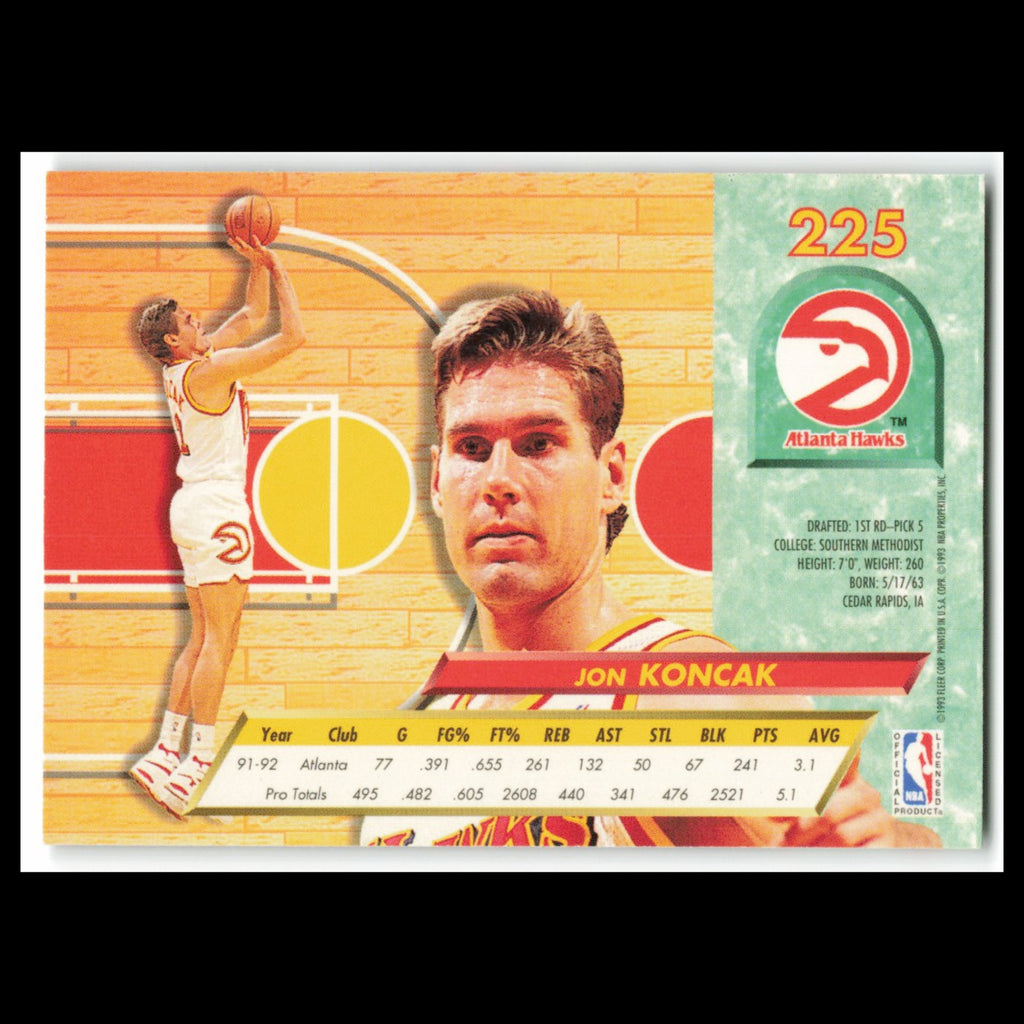 Jon Koncak #7 1992 Fleer Ultra Atlanta Hawks Basketball Card NBA NM