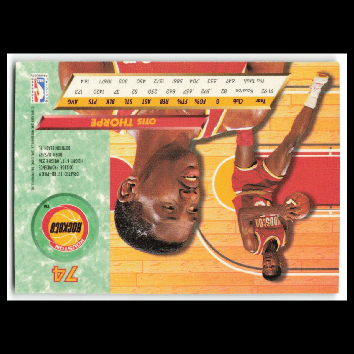 Otis Thorpe #74 1992 Fleer Ultra Houston Rockets Basketball Card NBA NM