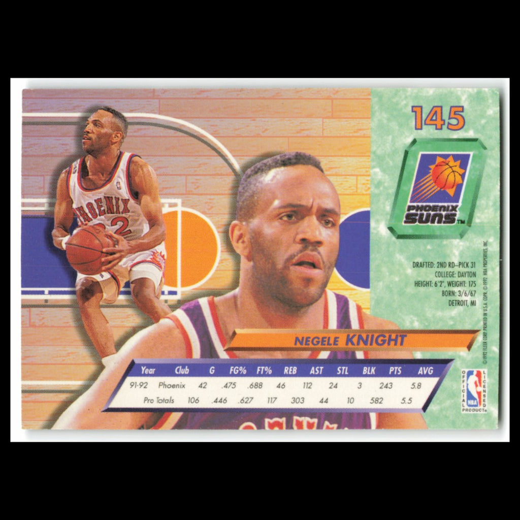 Negele Knight #145 1992 Fleer Ultra Phoenix Suns Basketball Card NBA NM