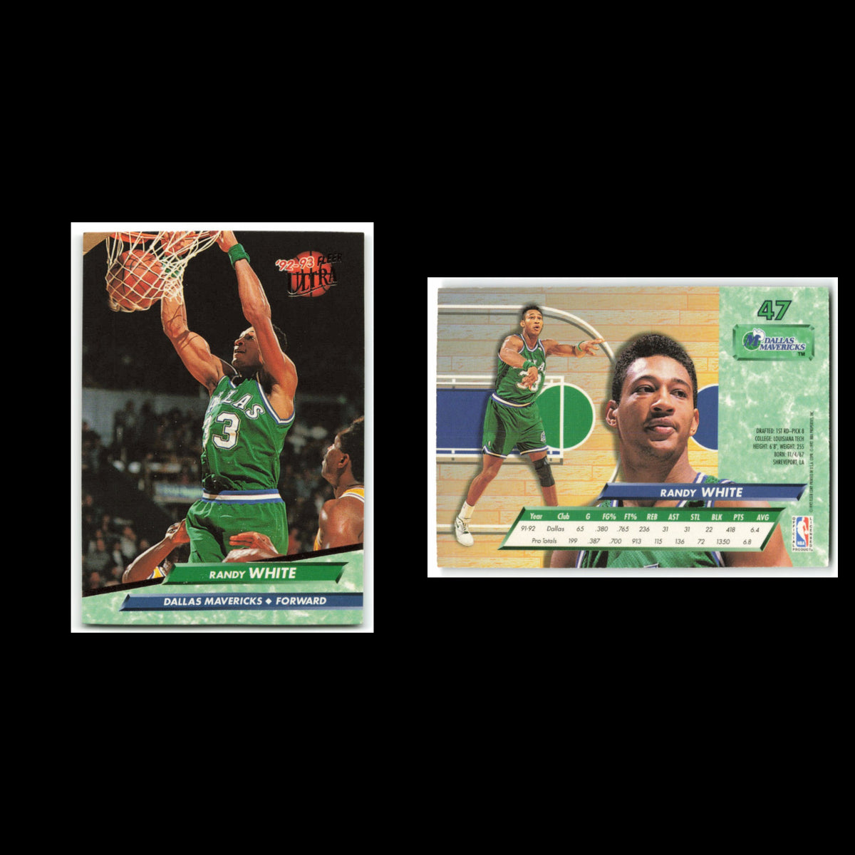 Randy White #47 1992 Fleer Ultra Dallas Mavericks Basketball Card NBA NM