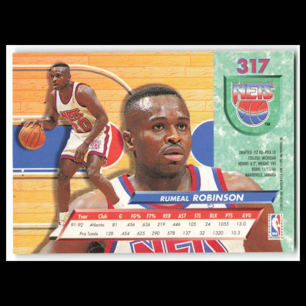 Rumeal Robinson #317 1992 Fleer Ultra New Jersey Nets Basketball Card NBA NM