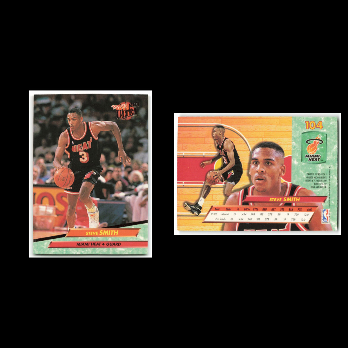 Steve Smith #104 1992 Fleer Ultra Miami Heat Basketball Card NBA NM