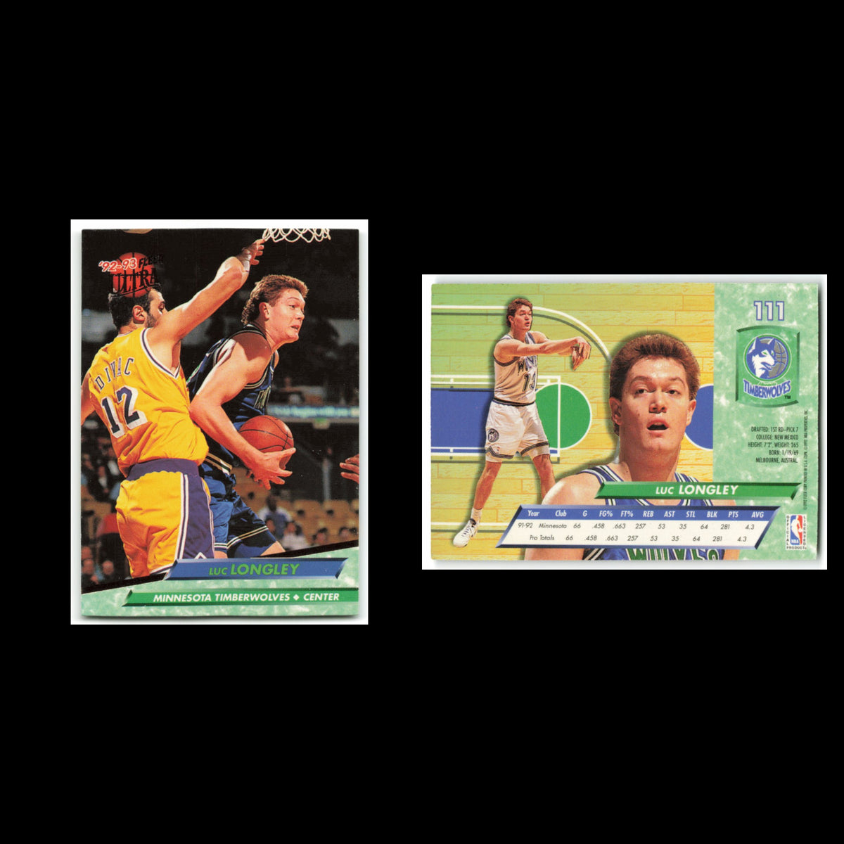 Luc Longley #111 1992 Fleer Ultra Minnesota Timberwolves Basketball Card NBA NM