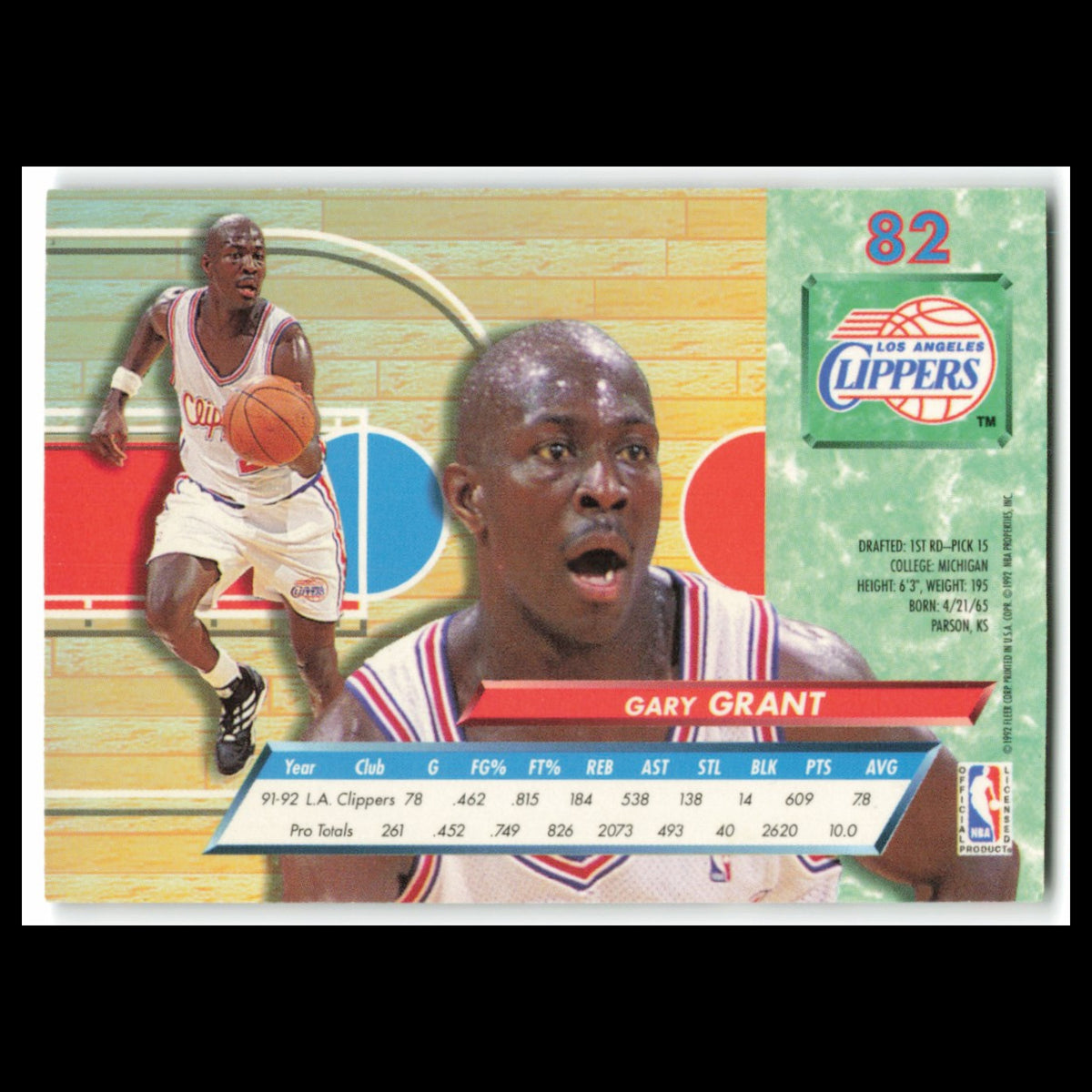 Gary Grant #82 1992 Fleer Ultra Los Angeles Clippers Basketball Card NBA NM