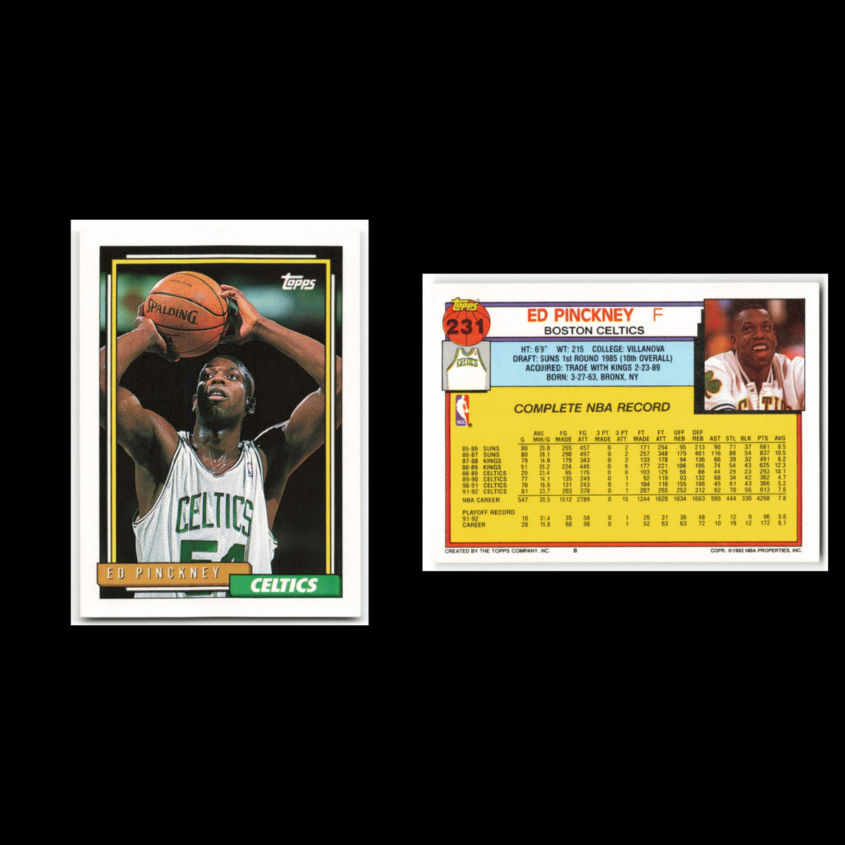 Ed Pinckney #231 1992 Topps Boston Celtics Basketball Card NBA NM