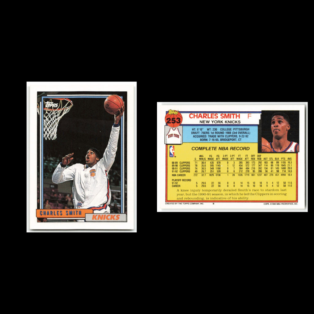 Charles Smith #253 1992 Topps New York Knicks Basketball Card NBA NM