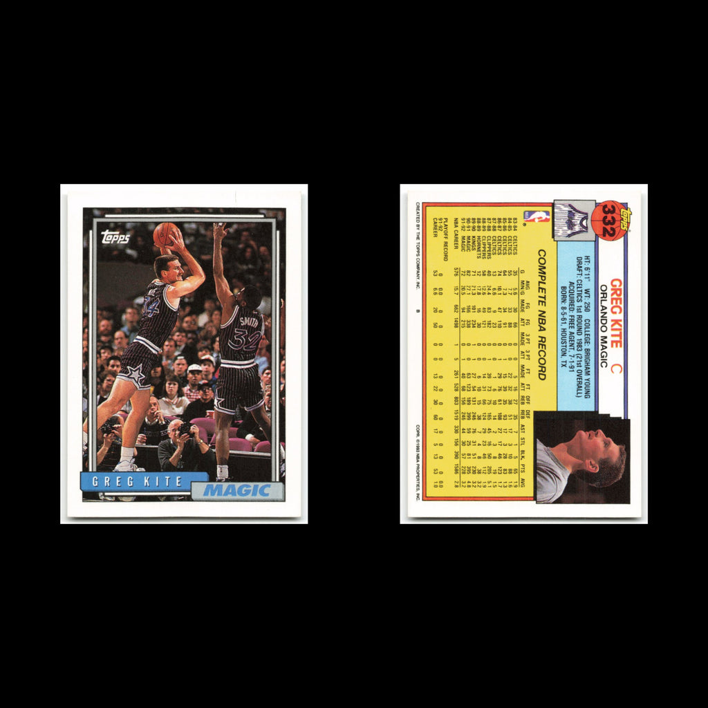Greg Kite #332 1992 Topps Orlando Magic Basketball Card NBA NM