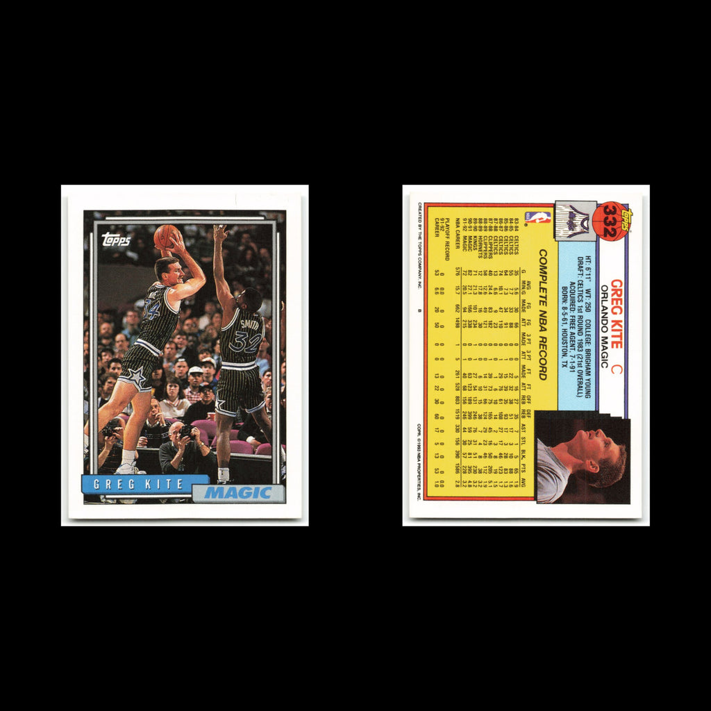 Greg Kite #332 1992 Topps Orlando Magic Basketball Card NBA NM