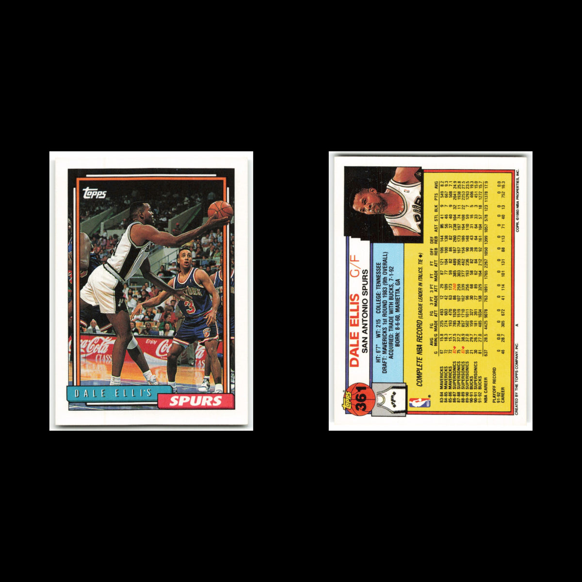 Dale Ellis #361 1992 Topps San Antonio Spurs Basketball Card NBA NM