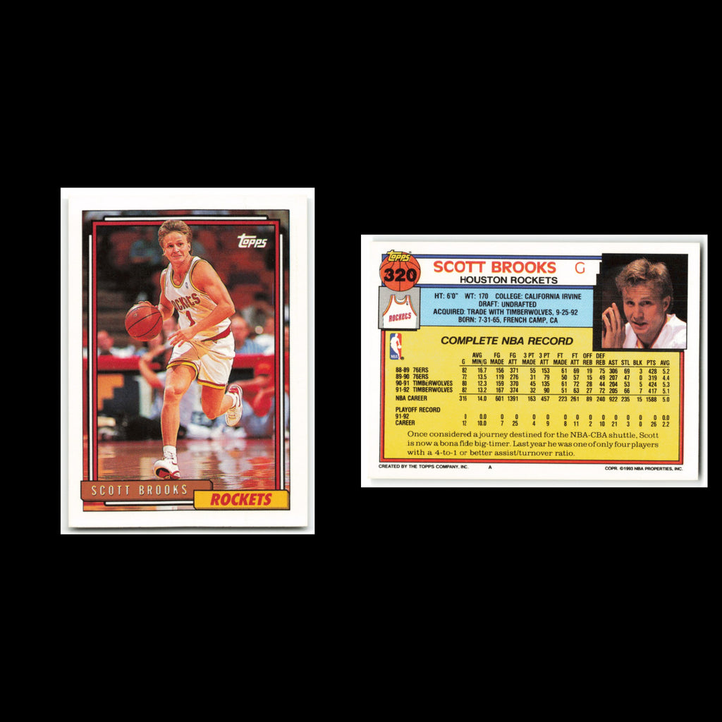 Scott Brooks #320 1992 Topps Houston Rockets Basketball Card NBA NM