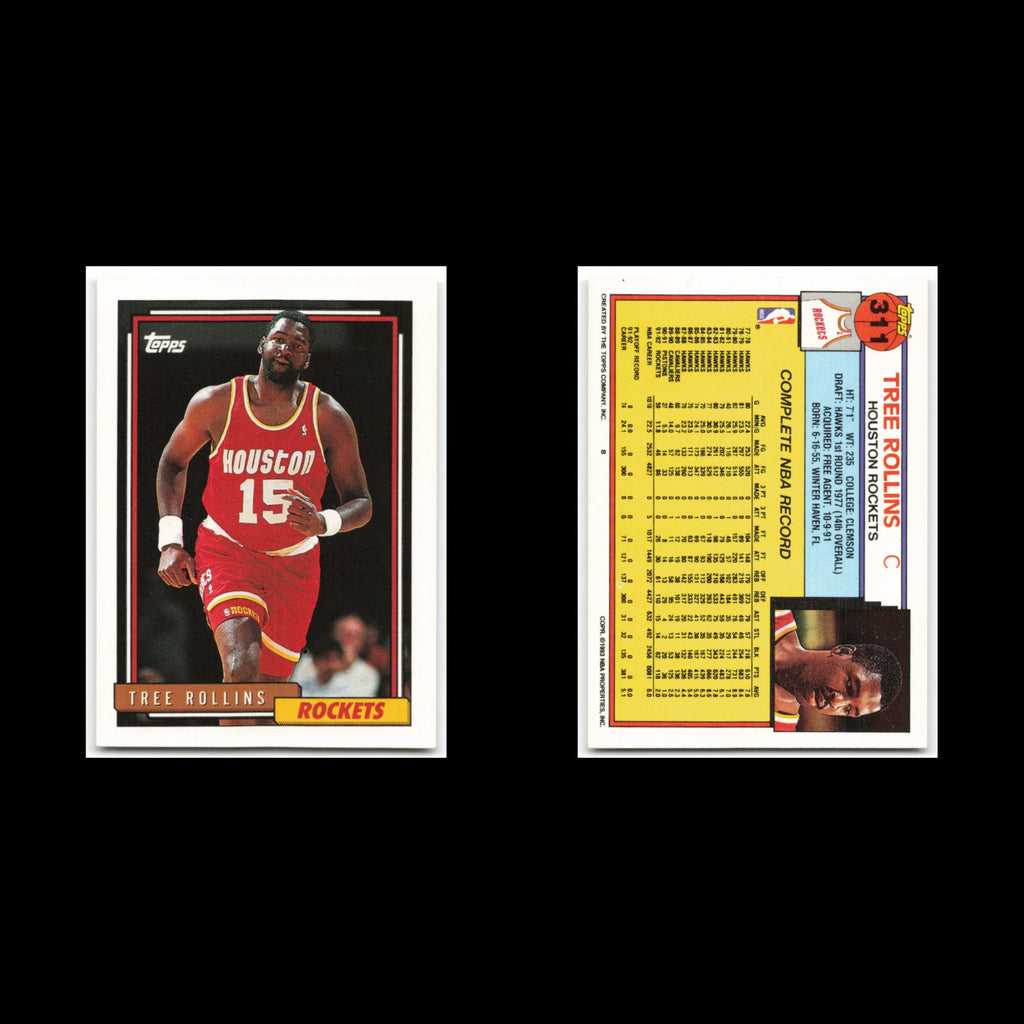 Tree Rollins #311 1992 Topps Houston Rockets Basketball Card NBA NM
