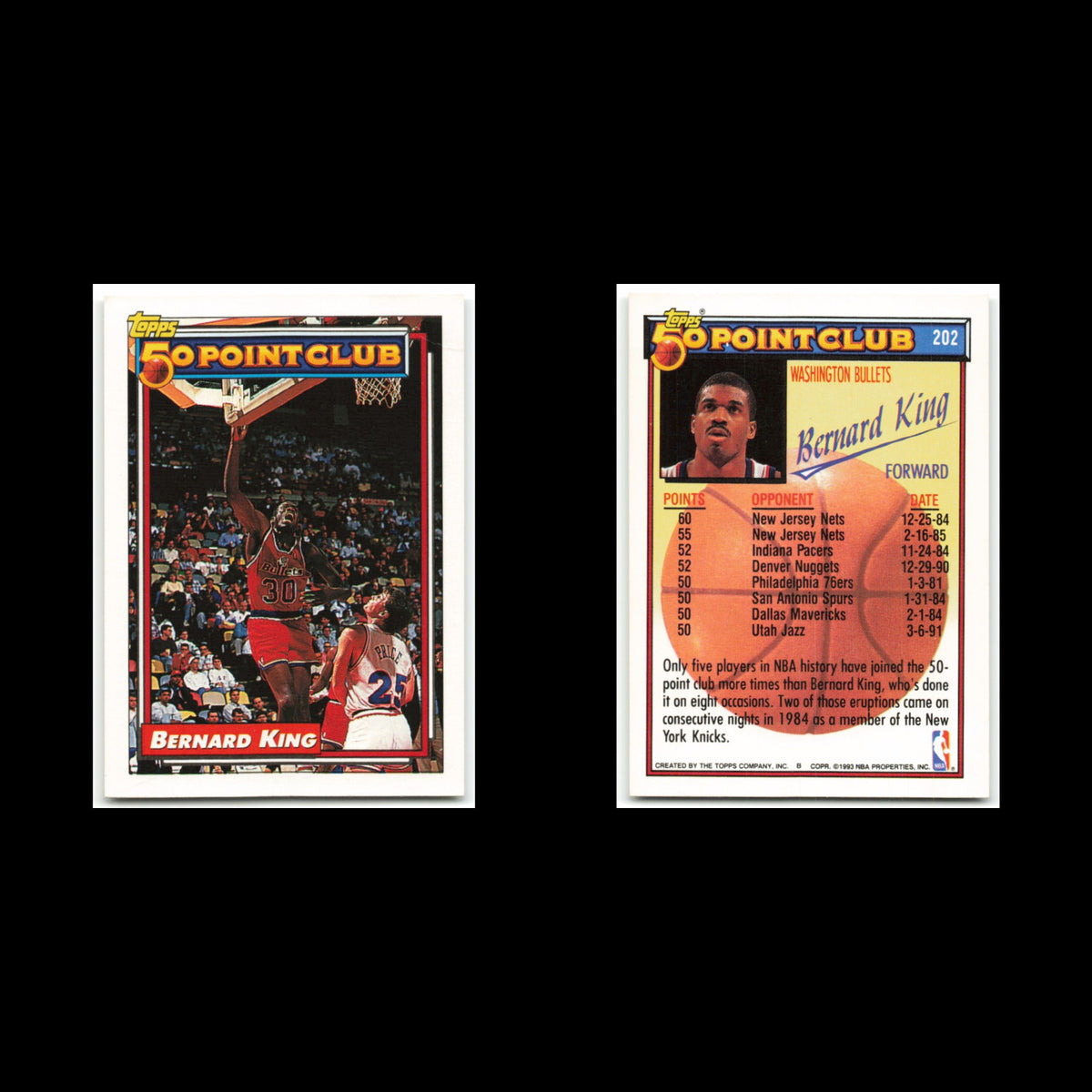 Bernard King #202 1992 Topps Washington Bullets Basketball Card NBA NM