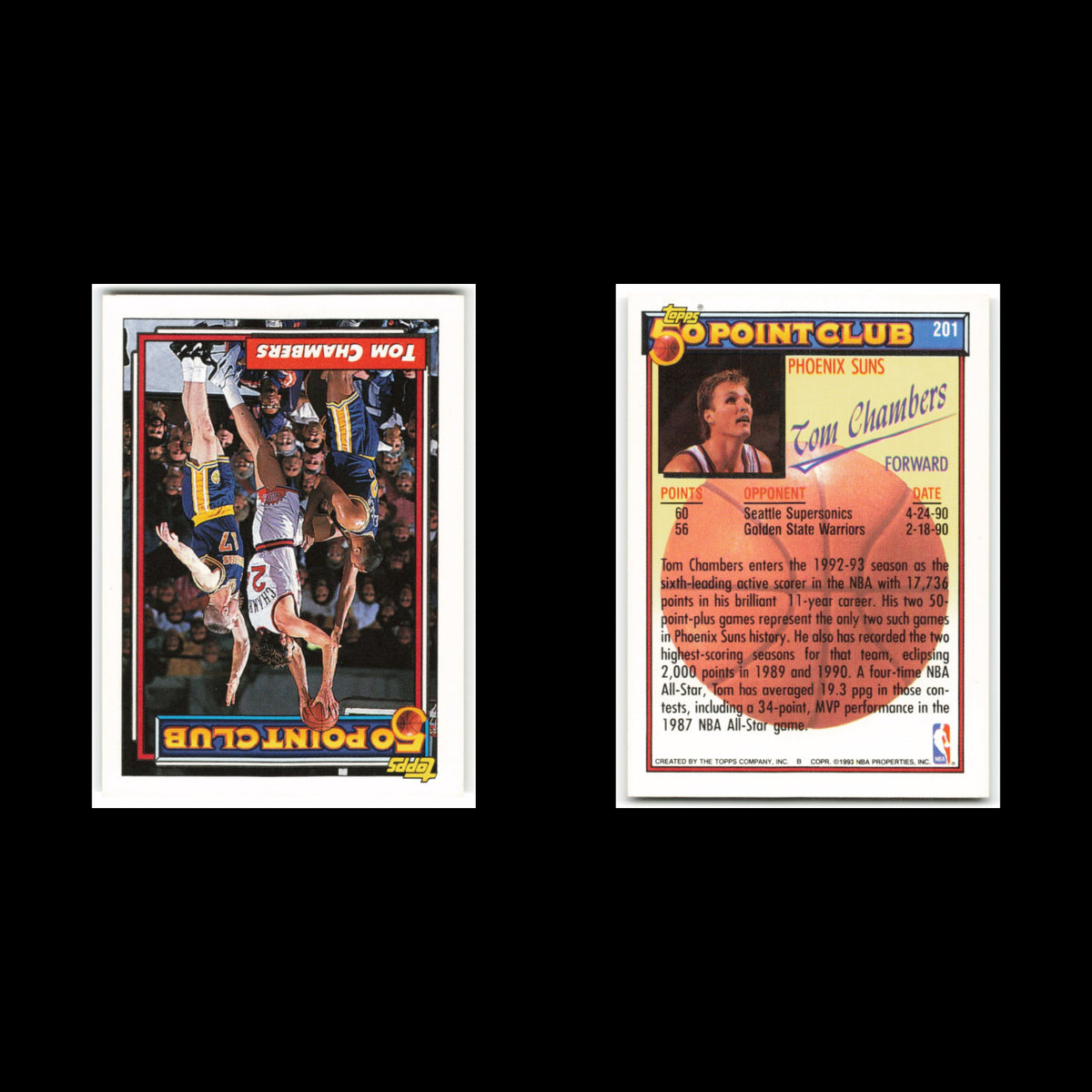 Tom Chambers #201 1992 Topps Phoenix Suns Basketball Card NBA NM