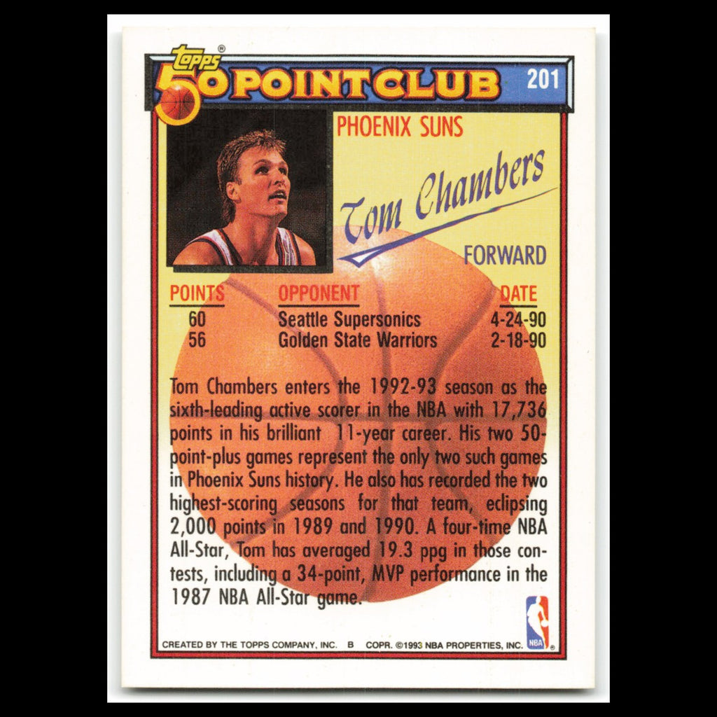 Tom Chambers #201 1992 Topps Phoenix Suns Basketball Card NBA NM