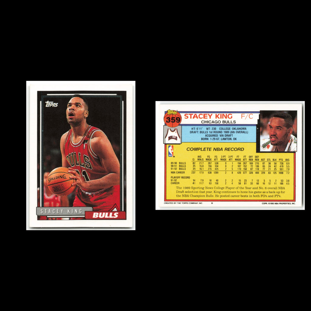 Stacey King #359 1992 Topps Chicago Bulls Basketball Card NBA NM