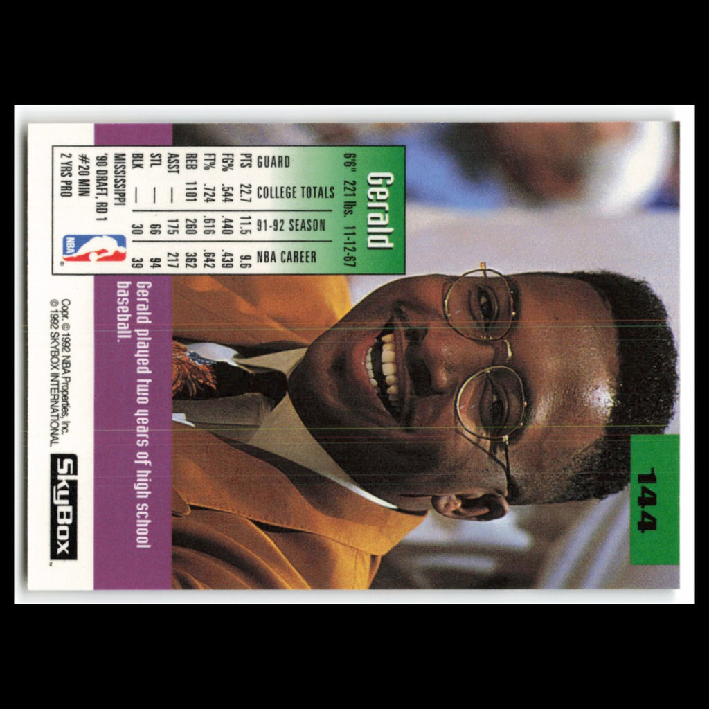 Gerald Glass #144 1992 SkyBox Minnesota Timberwolves Basketball Card NBA NM