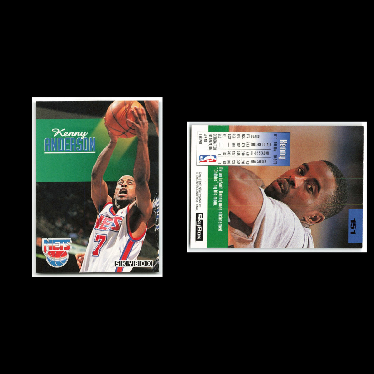 Kenny anderson #151 1992 Skybox New Jersey Nets Basketball Card NBA NM