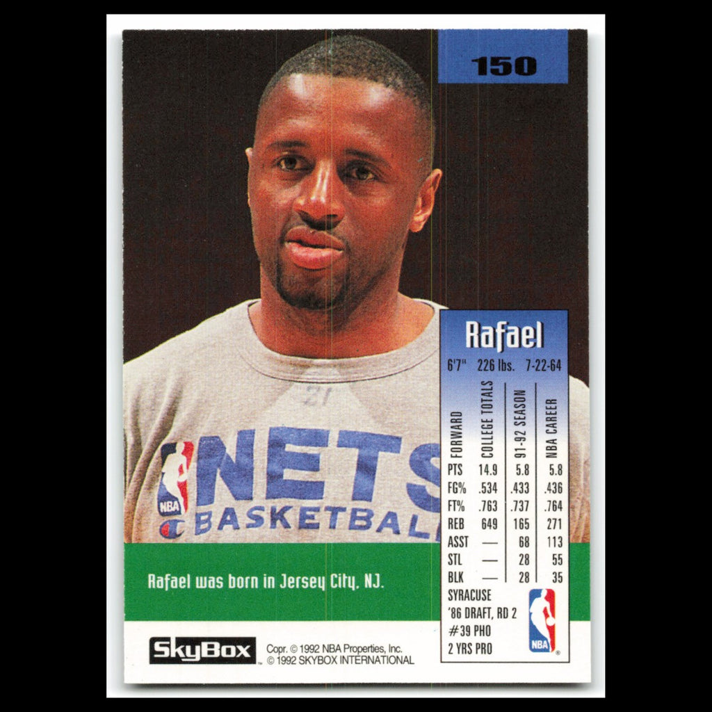 Rafael Addison #150 1992 SkyBox New Jersey Nets Basketball Card NBA NM
