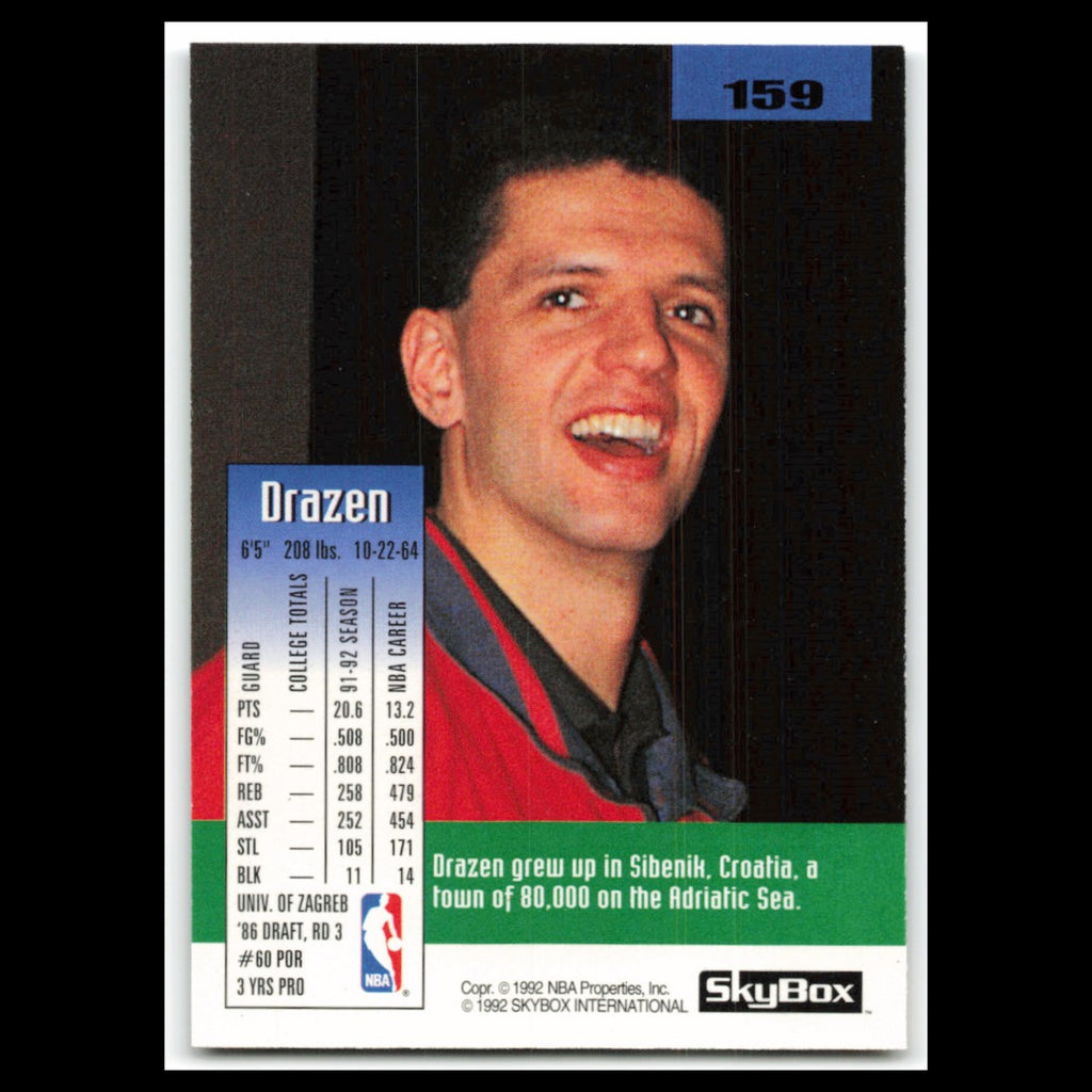 Drazen Petrovic #159 1992 SkyBox New Jersey Nets Basketball Card NBA NM