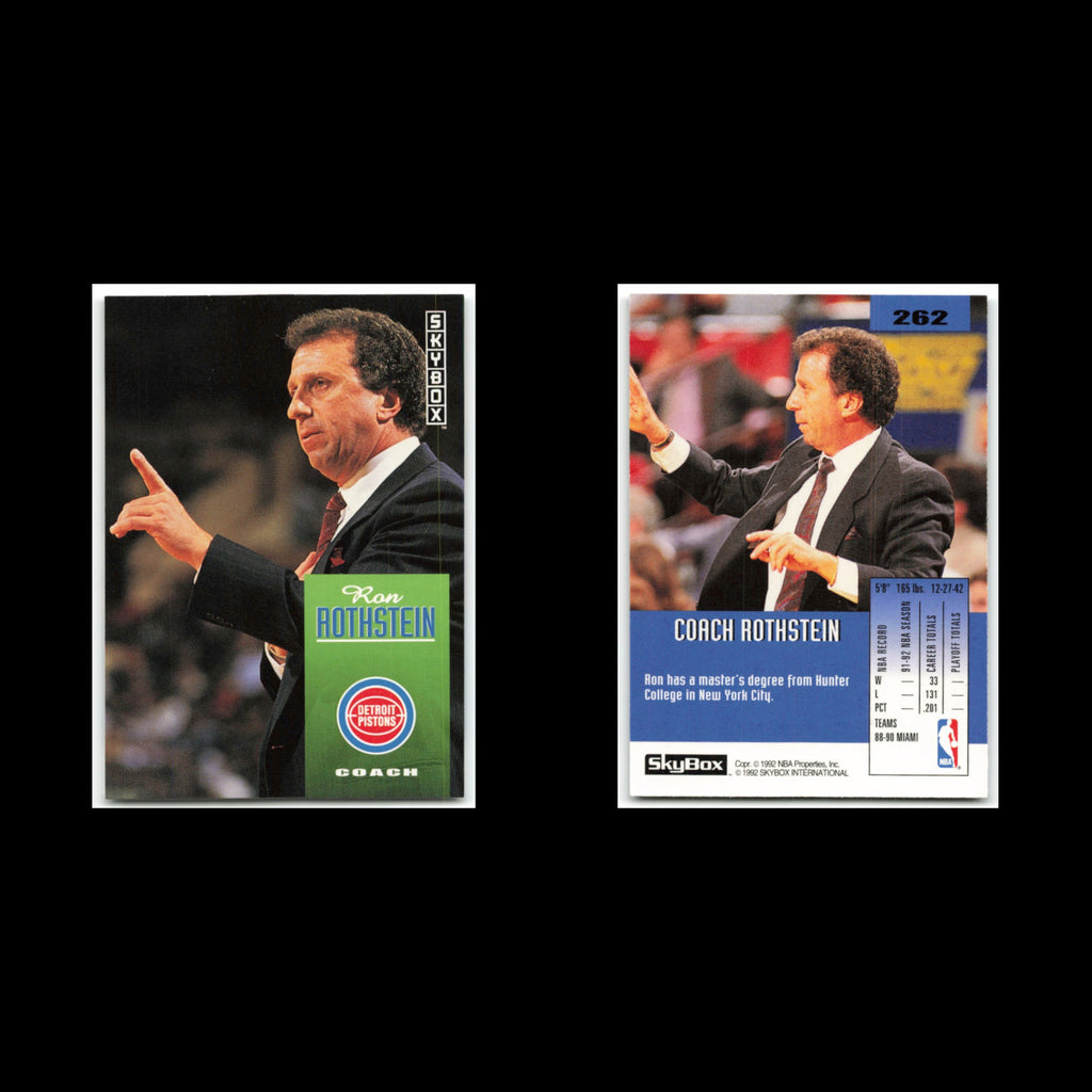 Ron Rothstein #262 1992 SkyBox Detroit Pistons Basketball Card NBA NM