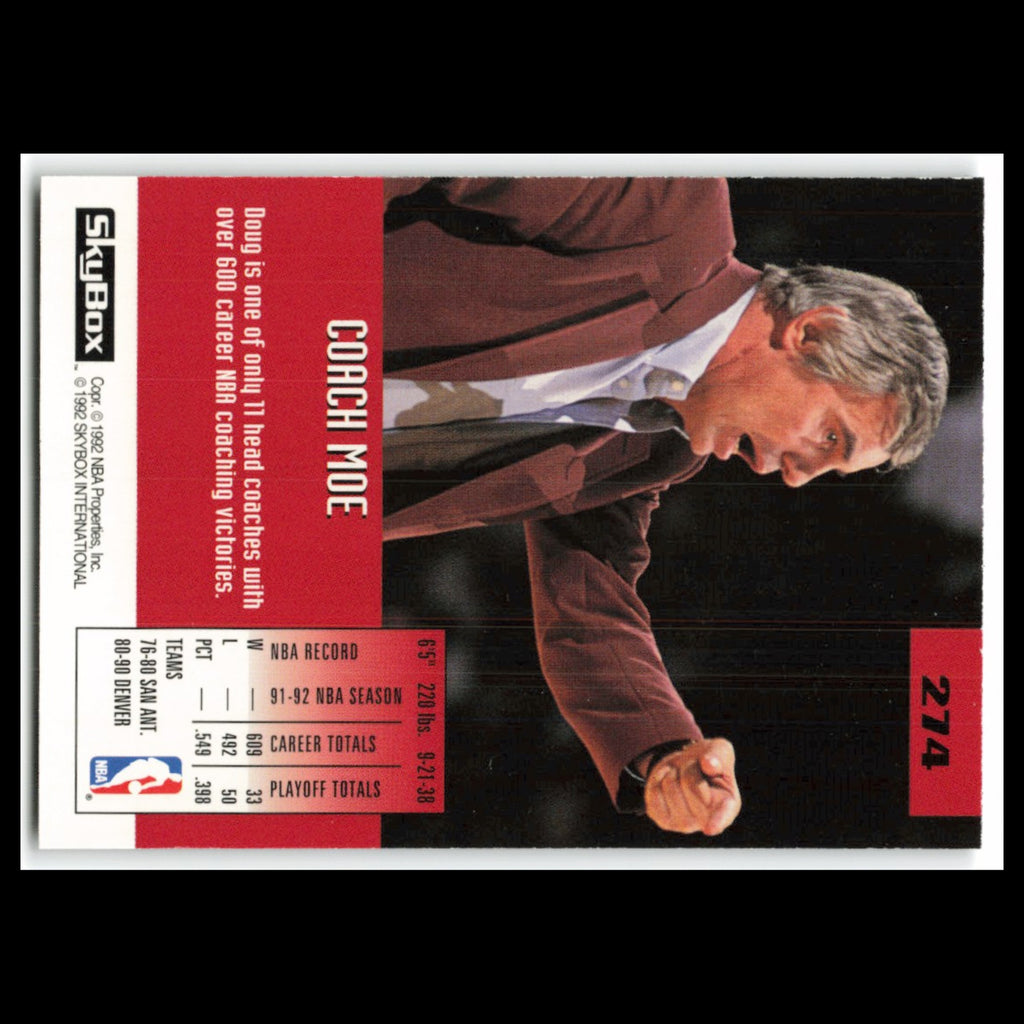 Doug Moe #274 1992 SkyBox Philadelphia 76ers Basketball Card NBA NM