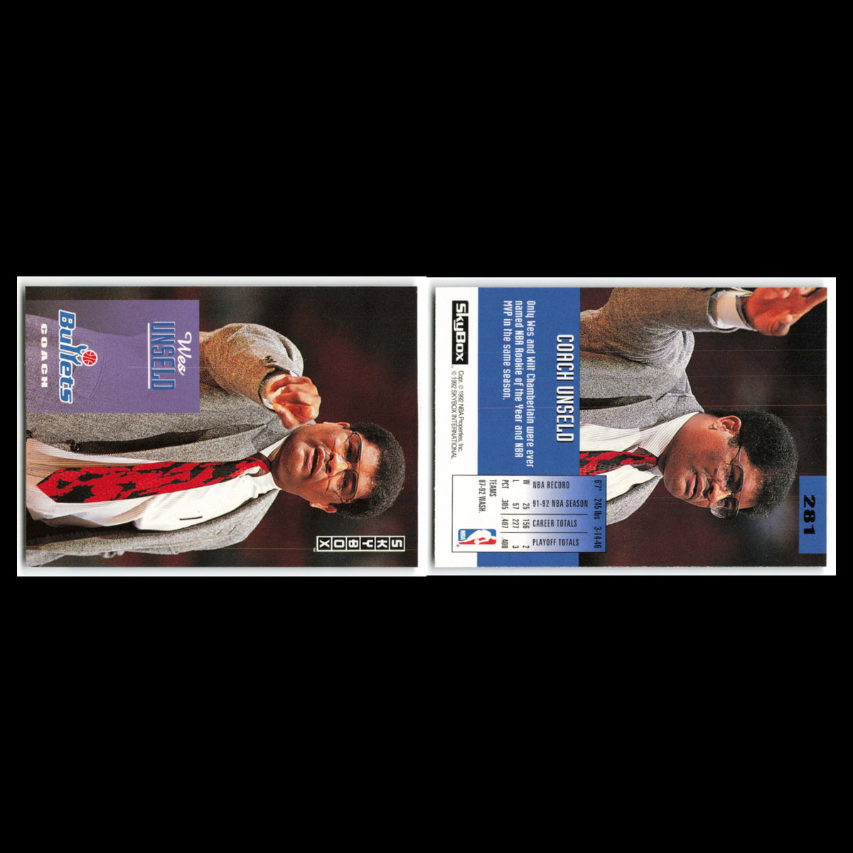 Wes Unseld #281 1992 SkyBox Washington Bullets Basketball Card NBA NM