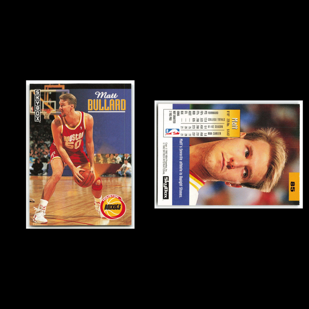 Matt Bullard #85 1992 SkyBox Houston Rockets Basketball Card NBA NM