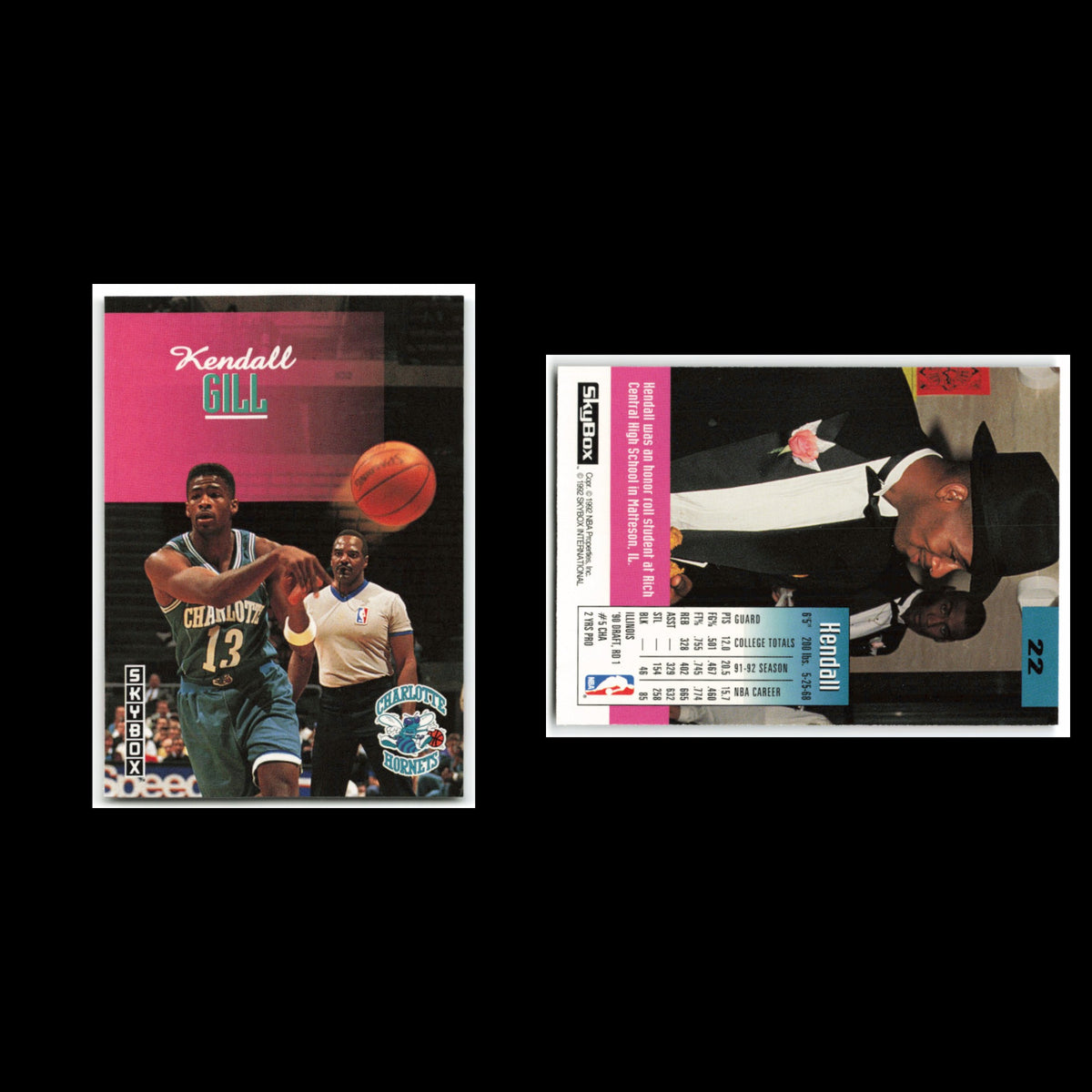 Kendall Gill #22 1992 SkyBox Charlotte Hornets Basketball Card NBA NM