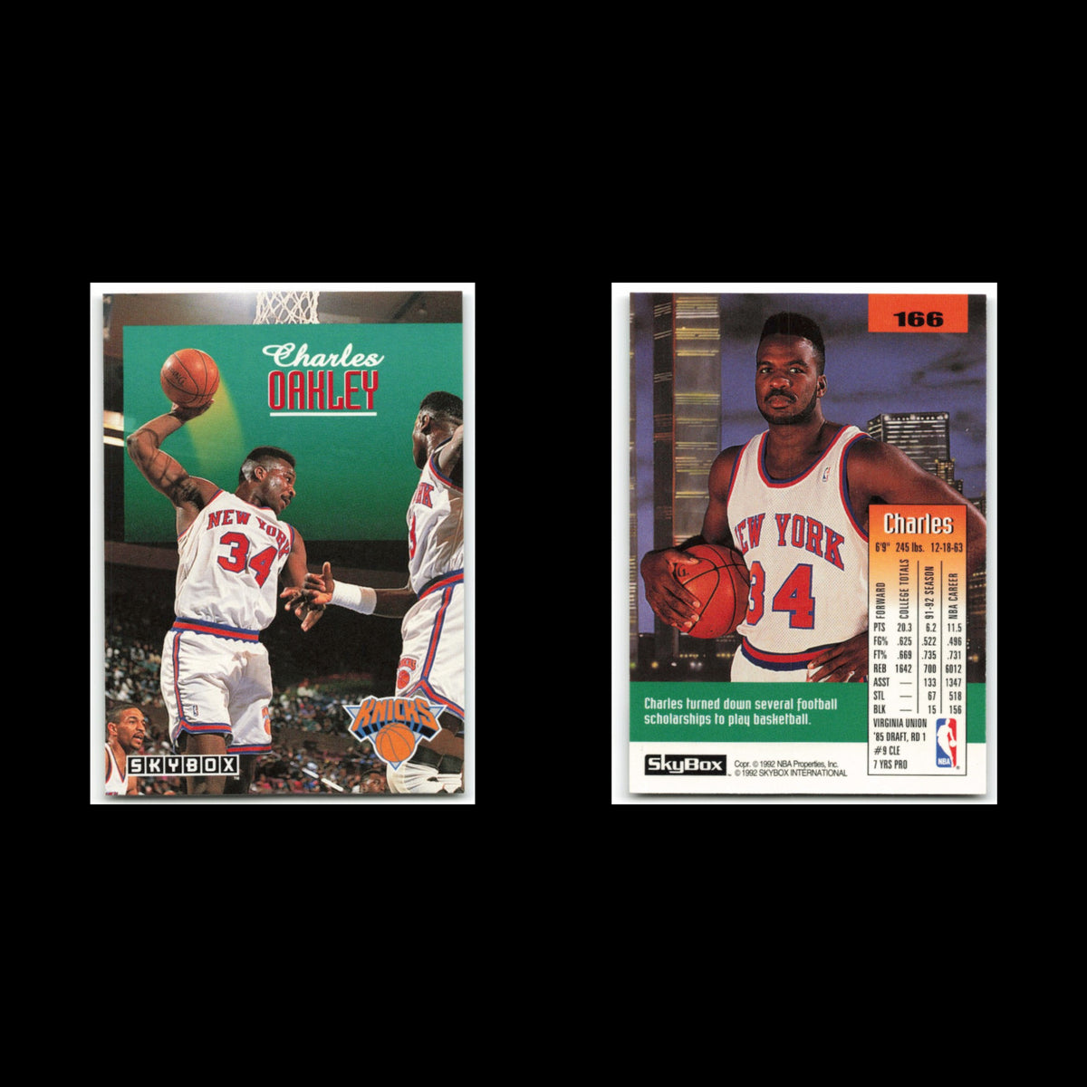 Charles Oakley #166 1992 SkyBox New York Knicks Basketball Card NBA NM