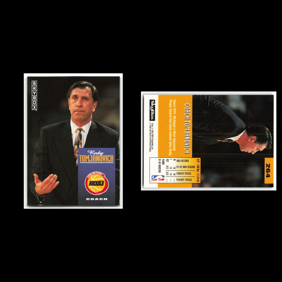 Rudy Tomjanovich #264 1992 SkyBox Houston Rockets Basketball Card NBA NM