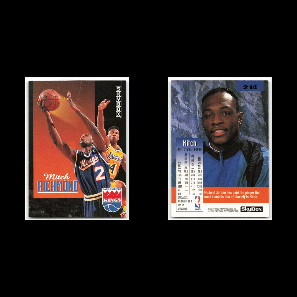Mitch Richmond #214 1992 SkyBox Sacramento Kings Basketball Card NBA NM
