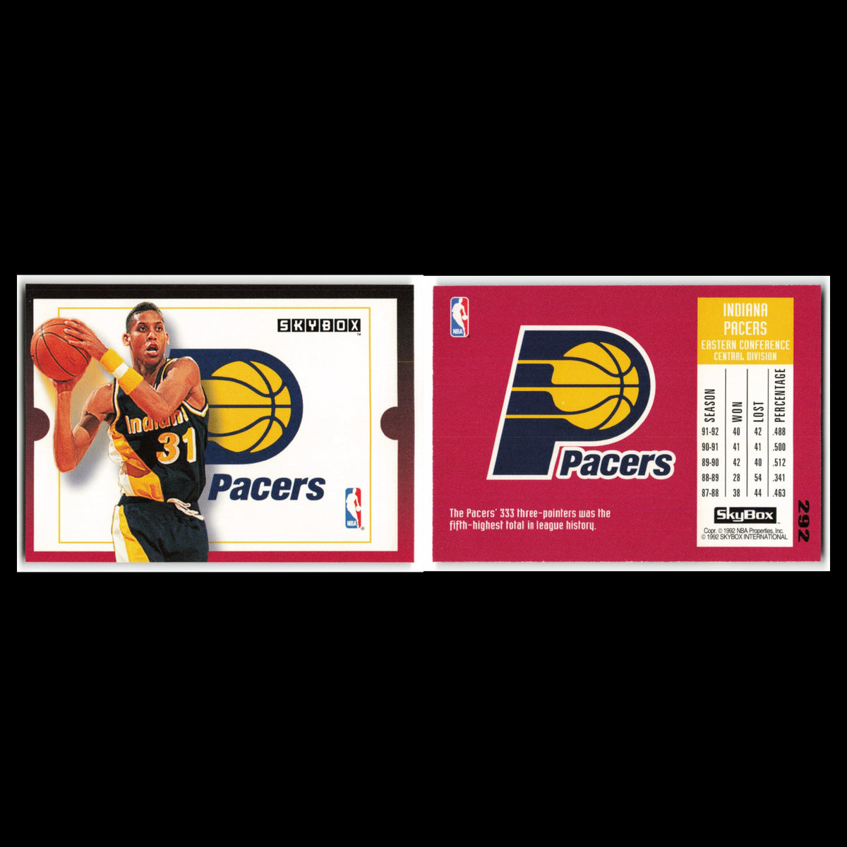 Reggie Miller #292 1992 SkyBox Indiana Pacers Basketball Card NBA NM