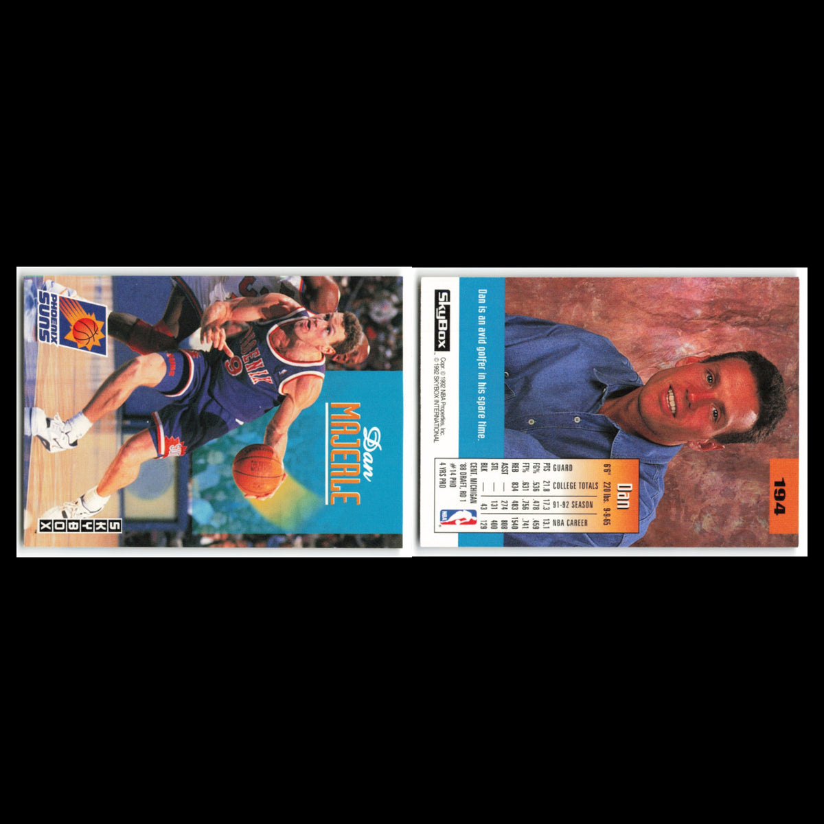 Dan Majrle #194 1992 SkyBox Phoenix Suns Basketball Card NBA NM