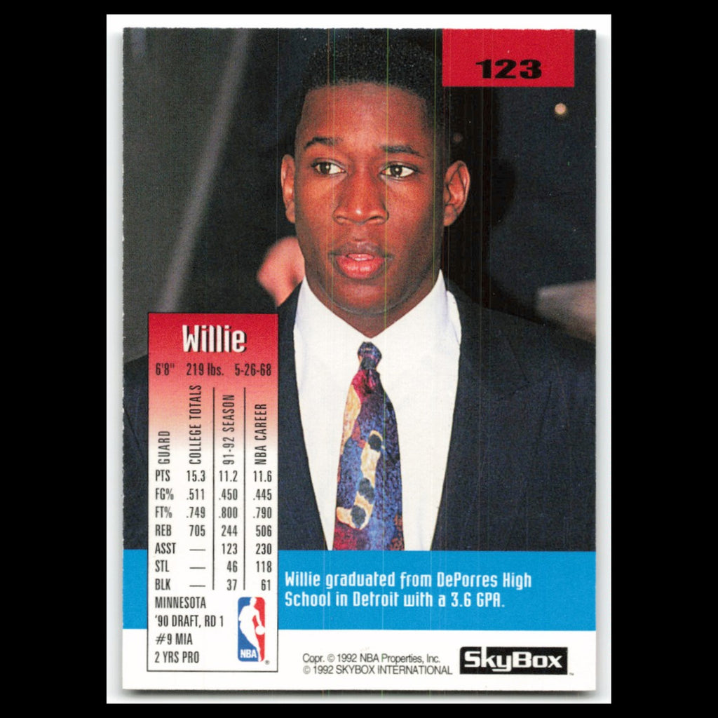 Willie Burton #123 1992 SkyBox Miami Heat Basketball Card NBA NM