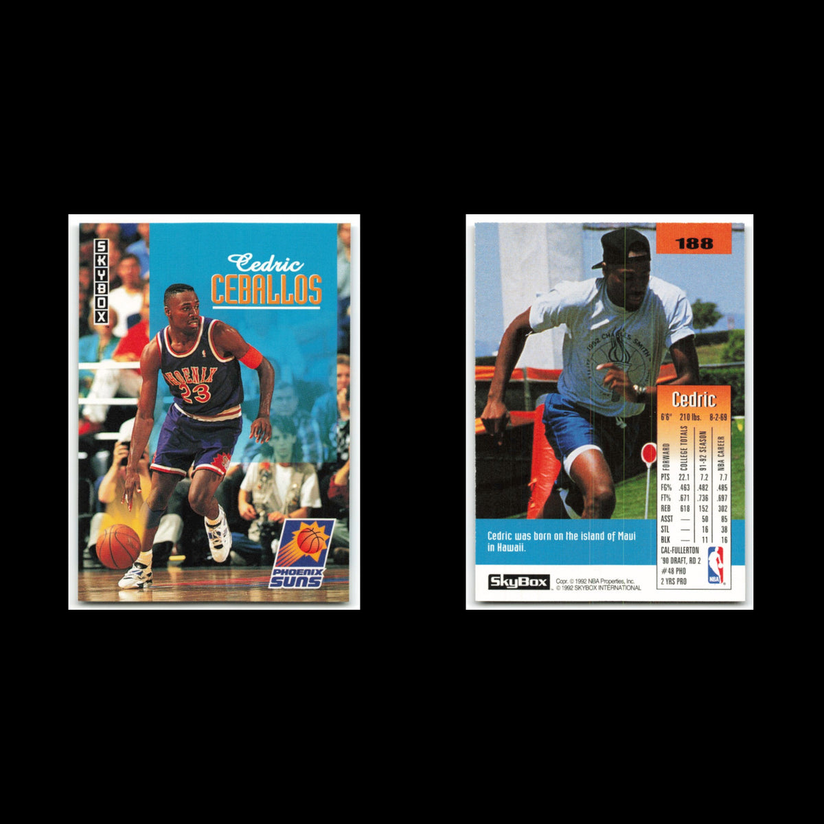 Cedric Ceballos #188 1992 SkyBox Phoenix Suns Basketball Card NBA NM