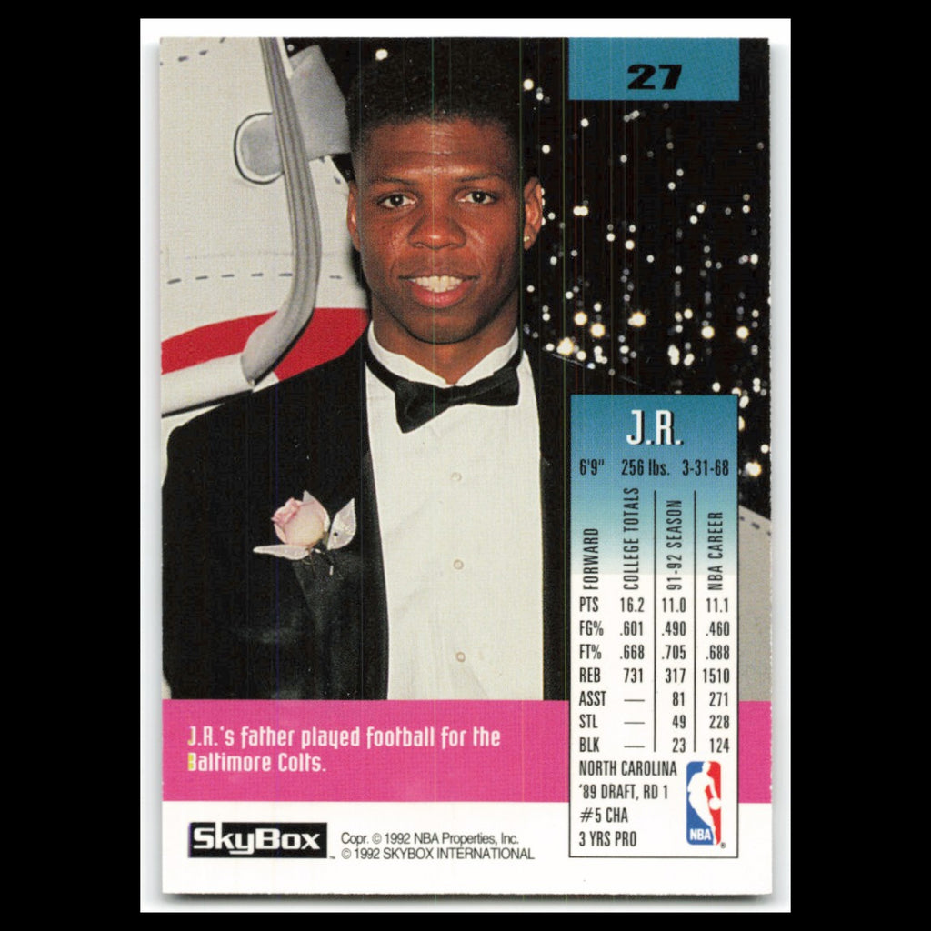 J.R. Reid #27 1992 SkyBox Charlotte Hornets Basketball Card NBA NM