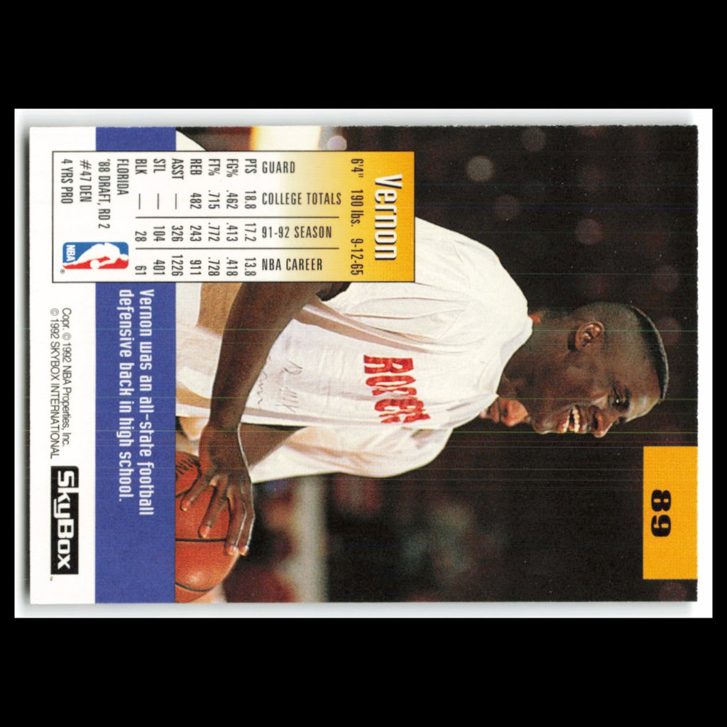 Vernon Maxwell #89 1992 SkyBox Houston Rockets Basketball Card NBA NM
