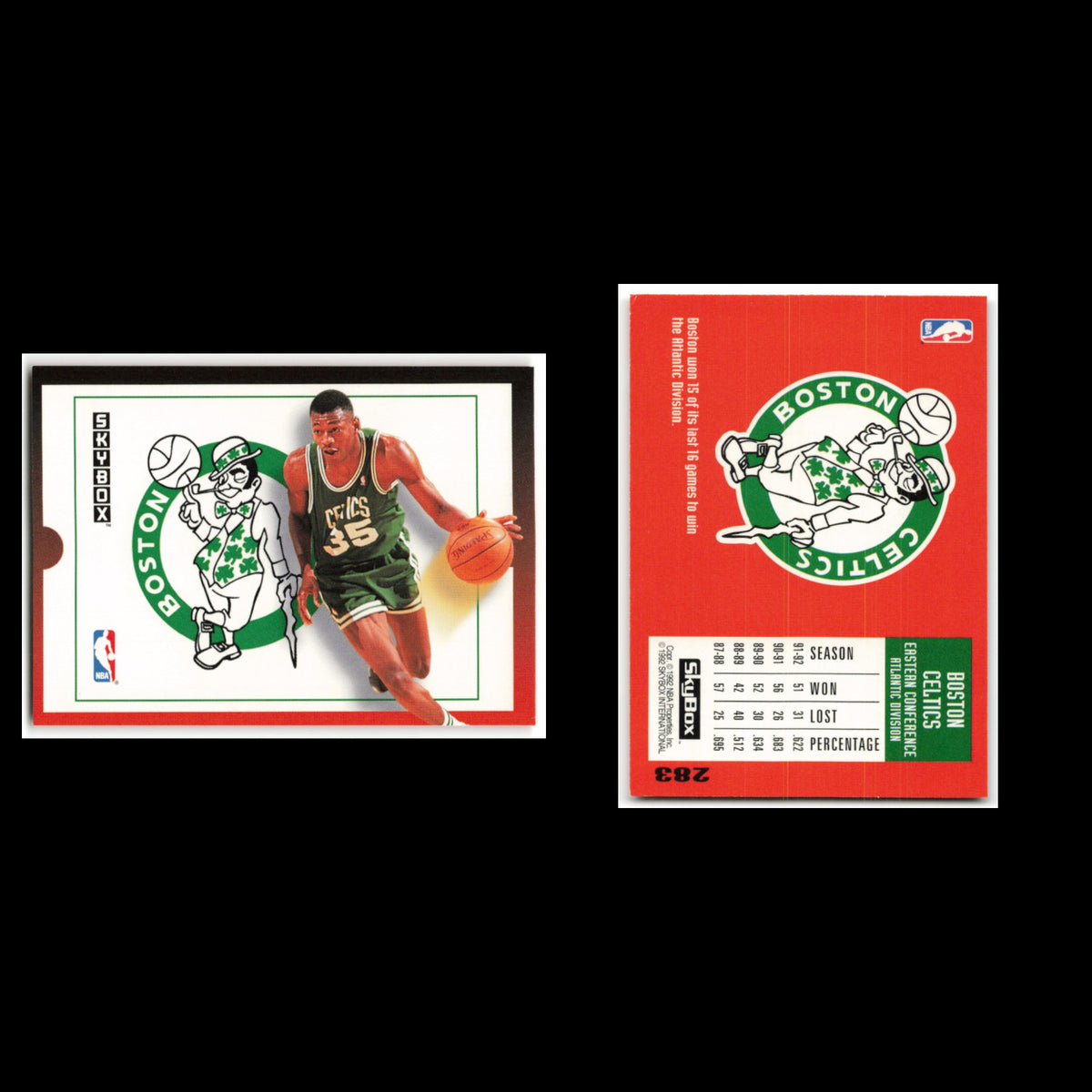 Team Card #283 1992 Skybox Boston Celtics Basketball Card NBA NM