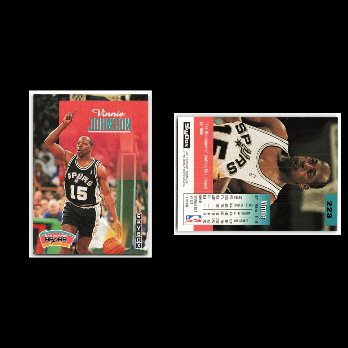 Vinnie Johnson #223 1992 SkyBox San Antonio Spurs Basketball Card NBA NM